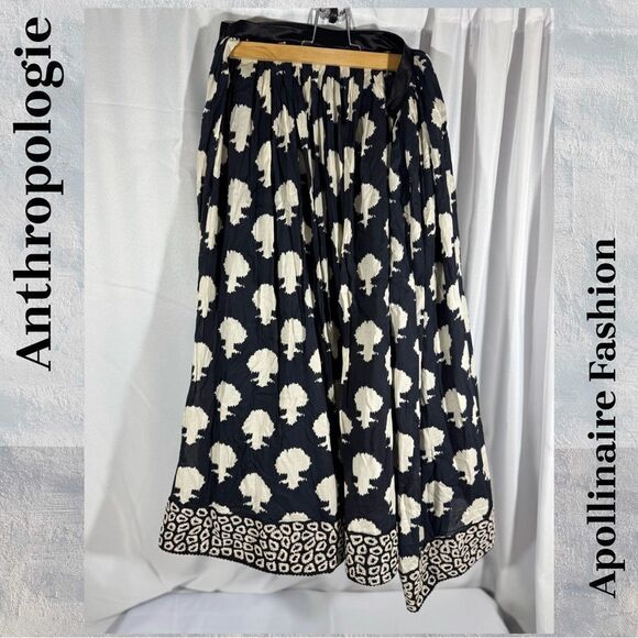 ANTHROPOLOGIE BY PAYAL JAIN EMBLEMATIC MIDI SKIRT BLACK MOTIF SIZE 6 NEW - Picture 7 of 8